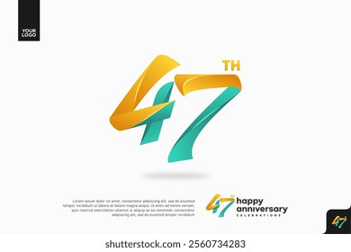 Number 47 logo icon design, 47th birthday logo number, anniversary 47