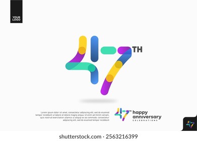 Number 47 logo icon design, 47th birthday logo number, anniversary 47