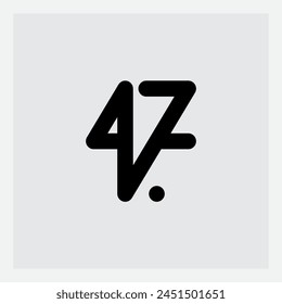 Number 47. Logo with numbers 4 and 7. Forty-seventh anniversary.