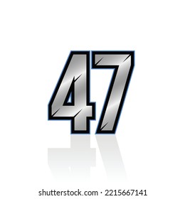Number 47 racing race number vector graphics
