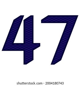 Ilustración vectorial número 47. Azul Número Cuarenta Y Siete Con Patrón Abstracto Aislado En Un Fondo Blanco

