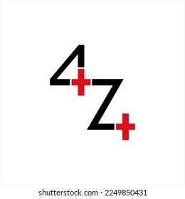 Number 474 vector logo design with a plus sign.