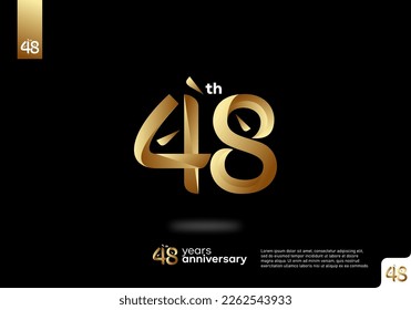 Number 48 gold logo icon design, 48th birthday logo number, 48th anniversary.