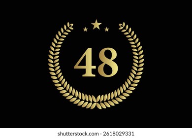 number 48 with laurel wreath icon, vector illustration.