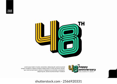 Number 48 logo icon design, 48th birthday logo number, anniversary 48