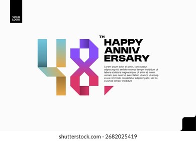 Número 48 diseño de icono de logotipo, número de logotipo de 48 cumpleaños, aniversario 48