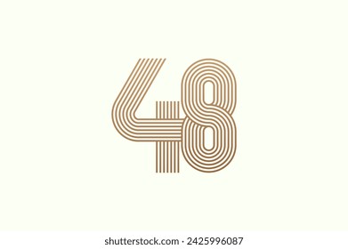 Logotipo del número 48. Monograma Número 48 logo estilo multi línea. utilizable para logotipos de negocios y aniversario. plantilla de logotipo de diseño plano. ilustración vectorial	