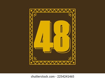 Number 48 in retro rectangle frame design