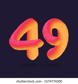 Number 49 3D multi colour gradient digit icon vector template.