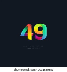 Number 49 forty nine multi colour digit icon vector template.