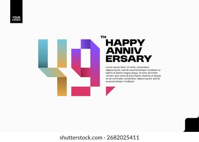 Número 49 diseño de icono de logotipo, número de logotipo de 49 cumpleaños, aniversario 49