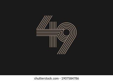 Number 49 Logo, Monogram Number 49 logo multi line style, usable for anniversary and business logos, flat design logo template, vector illustration