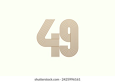 Logotipo del número 49. Monograma Número 49 logo multi línea estilo. utilizable para logotipos de negocios y aniversario. plantilla de logotipo de diseño plano. ilustración vectorial	