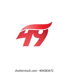 number 49 swoosh design template logo red