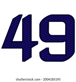 Number 49 Vector Illustration. Blue Number Forty Nine With Abstract Pattern Isolated On A White Background
