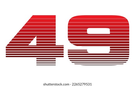 Number 49 Vector Illustration. Red Number Forty Nine Isolated On A White Background
