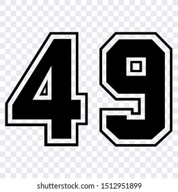 number 49 vector isolated template for creating prints on t-shirts and clothes