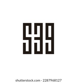 Number 5, 3 and 9 square, rectangles geometric symbol simple logo vector