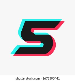 number 5 with 3D glitch effect