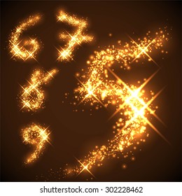Number from 5 to 9 over black background