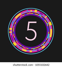 Number 5, abstract bright vector design element
