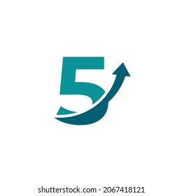 Símbolo del logotipo de flecha arriba número 5. Buenos para empresas, viajes, puesta en marcha, logística y logotipos de grafos