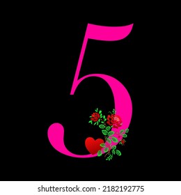 Number 5 beautiful romantic pink elegant and luxury