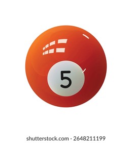Number 5 Billiard ball-3d objects realistic glossy sphere