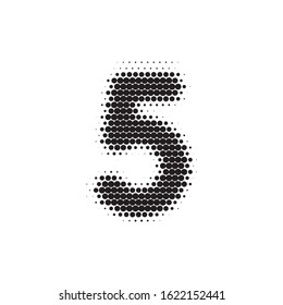 Number 5 black halftone pattern font