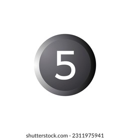 number 5 button on white