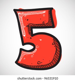 number 5 from candy alphabet. vector illustration