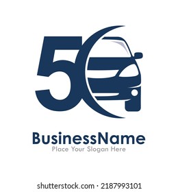 Nummer 5 mit Auto-Vektorlogo-Design.  Schriftarten für Veranstaltung, Promo, Logo, Banner, Monogramm, Poster und Identität.