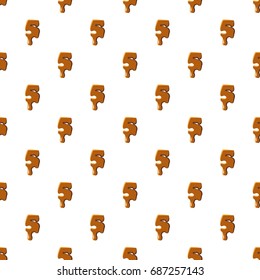 Number 5 from caramel pattern seamless repeat in cartoon style vector illustration