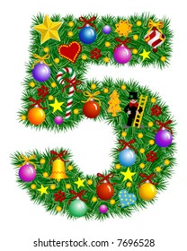 NUMBER 5 - Christmas tree decoration - part of a full set vector