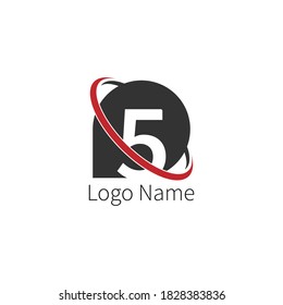 Number 5 circle icon Logo, design number + icon circle concept illustration