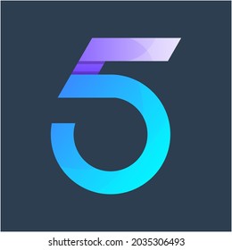 number 5 colorful logo design template