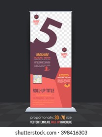 Number 5 Concept Business Roll-Up Banner Design, Vertical Advertising Vector Template