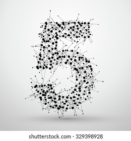 Number 5, consisting of points and lines, there is a sense of font design network technology.