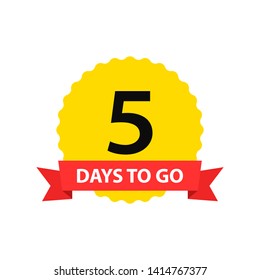 Number 5 of days to go. Collection badges sale, landing page, banner.Vector illustration.