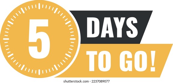 Number 5 of days left to go. Badge with, sale, landing page, banner.