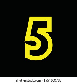 number 5 design template, with black background