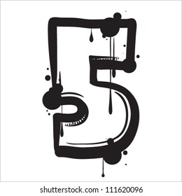 Number 5 from dirty alphabet. Vector illustration