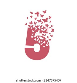 Number 5 dissolves into a cloud of butterfly, moth.