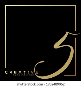 Number 5 Dynamic Gold Typography Logo Template