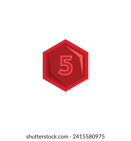 Number 5 epic, hexagon geometric symbol simple logo vector