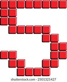 Number 5, Five, 8 bit Pixel Style, Retro Old Game Font, Vintage Typography