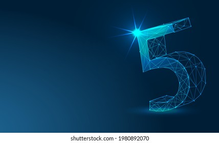 Number, 5; five, fifth, Futuristic vector font typeface unique design. For technology, digital, engineering, gaming, sci-fi and science, business Illustrations and covers. Abstract low poly 3d. 