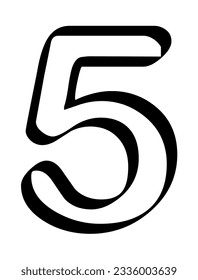 Número 5 - cinco aislados en el vector de fondo blanco