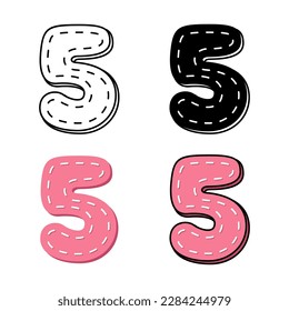 Number 5 in flat style isolated
