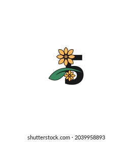 Number 5 With Flower icon logo design vector template